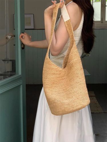 Handmade straw beach bag large space shoulder bag - Beach Please 002