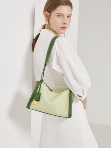 Green Leather Shoulder Bag - Debra