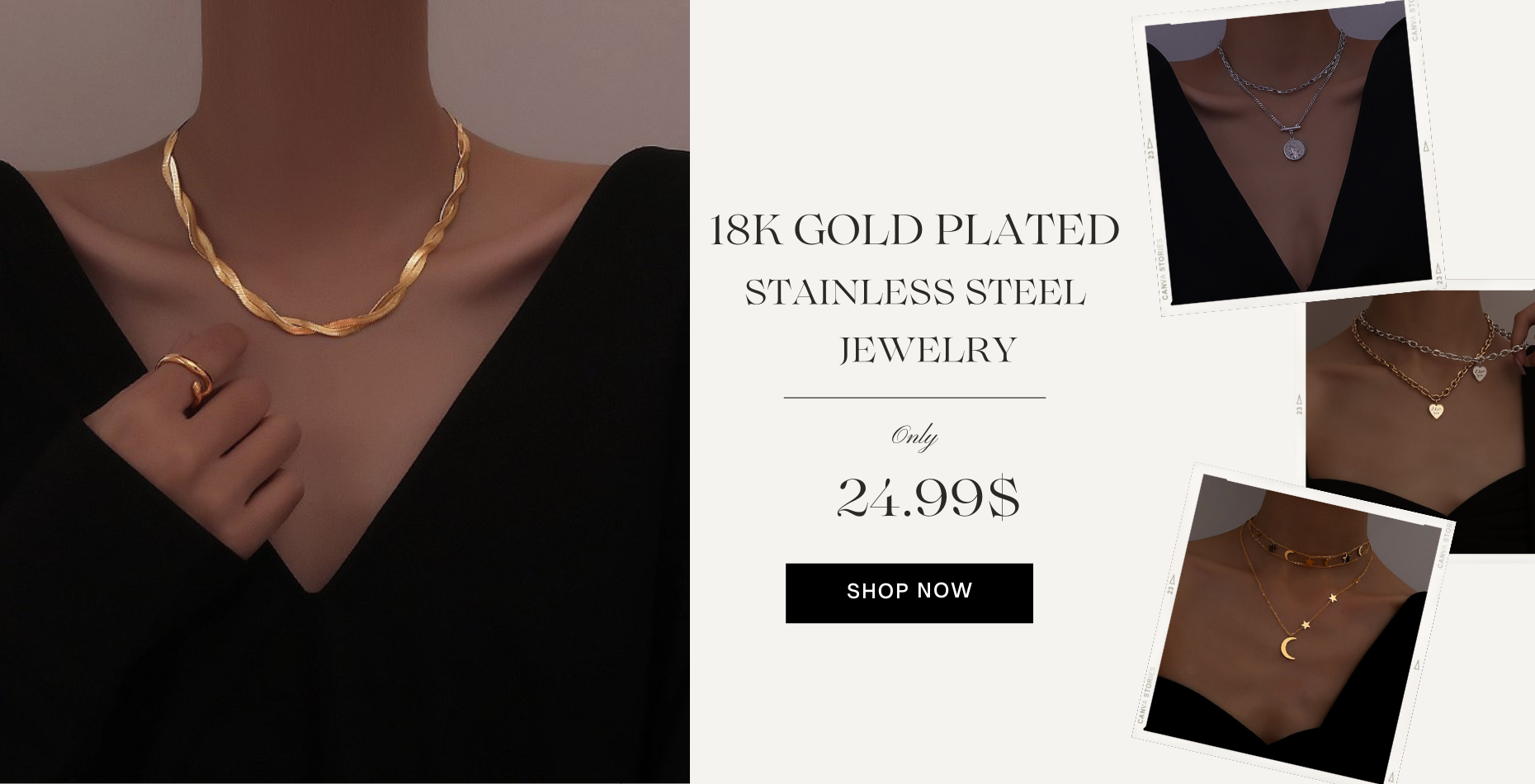 Wide Selection of 18k Gold Plated Titanium Jewelries for Women, Buy One Get One Free!